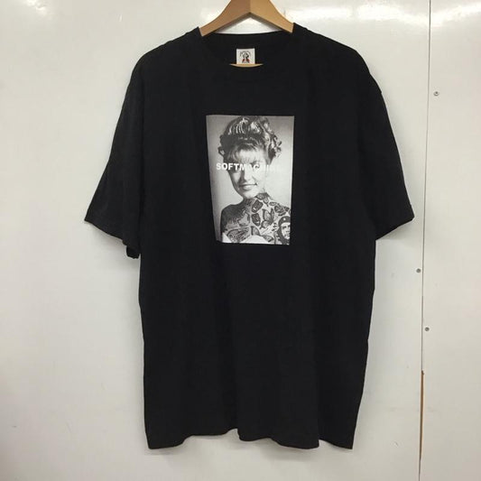 ソフトマシーン Softmachine Tシャツ 半袖 半袖カットソー プリントTシャツ クルーネックカットソー XXL プリント 黒 / ブラック /  メンズ USED 古着 中古 10137638