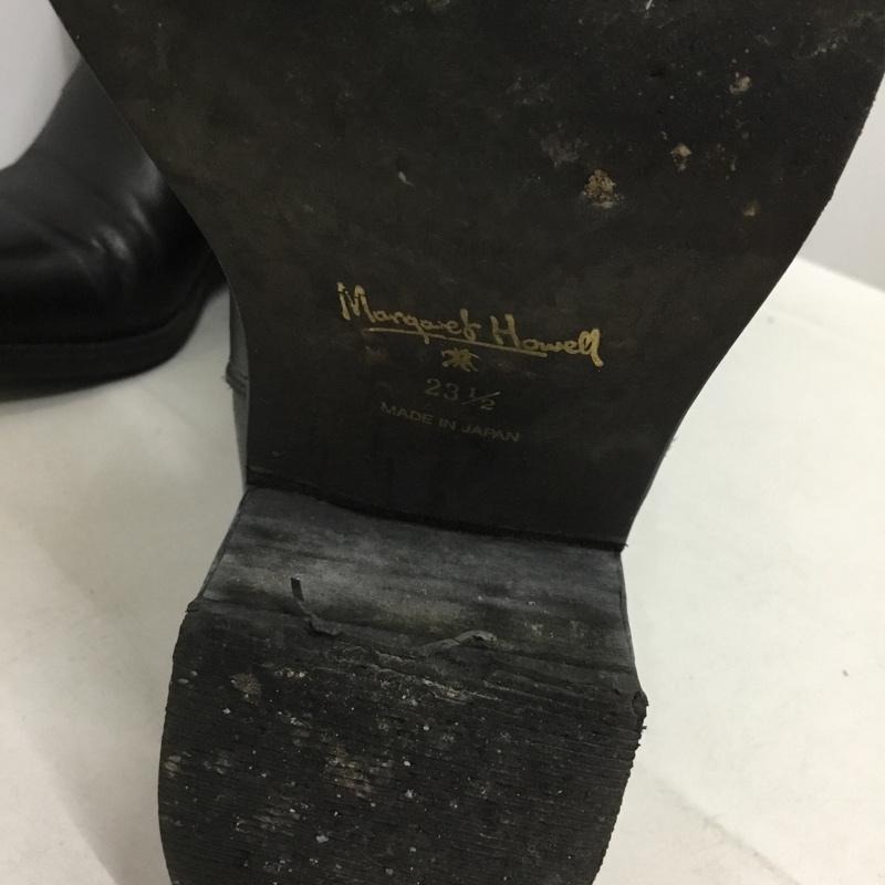 マーガレットハウエル MARGARET HOWELL ブーツ ロングブーツ 0006 レザー 23.5 箱有 23.5cm 無地 黒 / ブラック /  レディース USED 古着 中古 10149263
