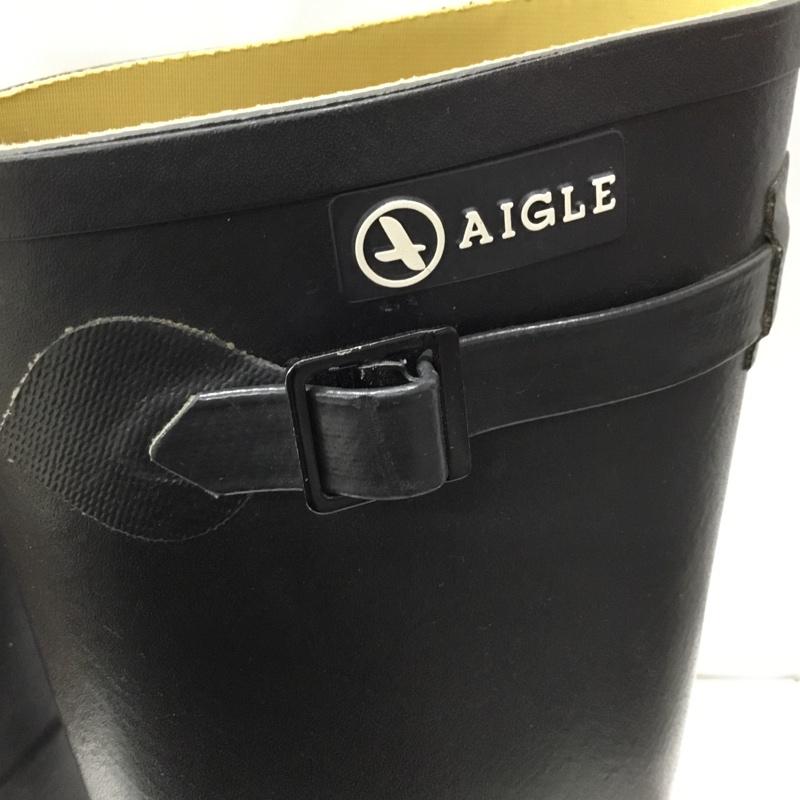 エーグル AIGLE 長靴、レインシューズ 長靴、レインシューズ 101032 レインブーツ 35 ロゴ、文字 黒 / ブラック /  レディース USED 古着 中古 10106522