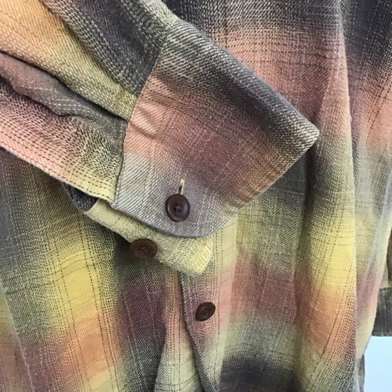 オークランド OAKLAND シャツ、ブラウス 長袖 コットン 胸ポケット L チェック 橙 / オレンジ / X 茶 / ブラウン / X 黄 / イエロー /  メンズ USED 古着 中古 10107653