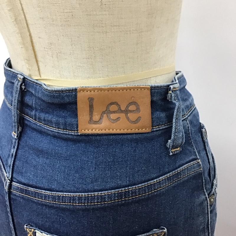 リー Lee スカート ひざ丈スカート LL0708 HERITAGE LASTIC HIGHペンシルスカート XS ダメージ加工 青 / ブルー /  レディース USED 古着 中古 10112993