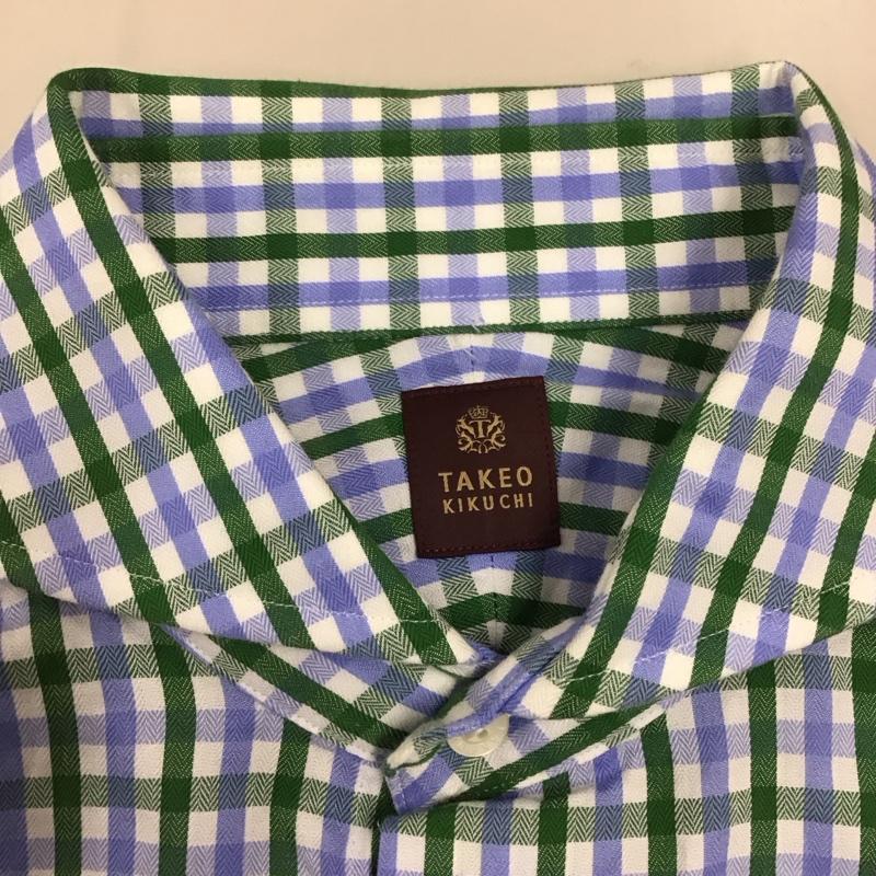 タケオキクチ TAKEO KIKUCHI シャツ、ブラウス 長袖 AC070-82010JA 1 チェック 白 / ホワイト / X 緑 / グリーン / X 水色 / ライトブルー /  メンズ USED 古着 中古 10116836