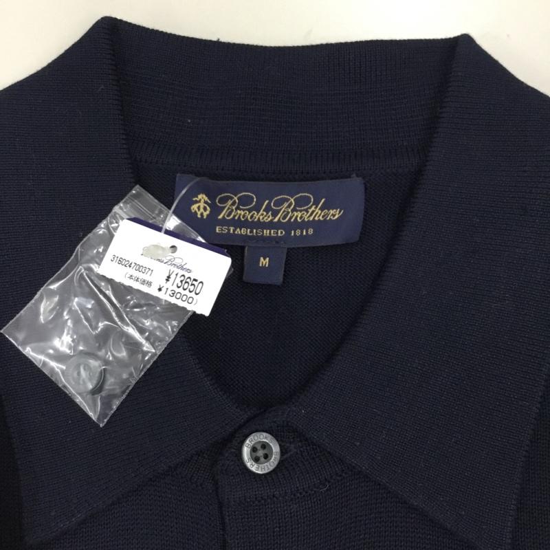 ブルックスブラザーズ BROOKS BROTHERS ニット、セーター 長袖 シルク コットン 襟付き M 無地 紺 / ネイビー /  メンズ USED 古着 中古 10112878