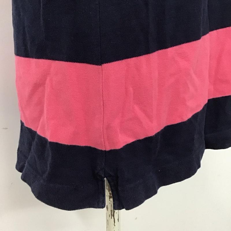 ブルックスブラザーズ BROOKS BROTHERS ポロシャツ 半袖 ワイドボーダー L ワンポイント 桃 / ピンク / X 紺 / ネイビー /  レディース USED 古着 中古 10116490