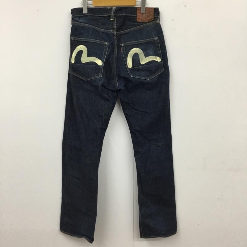 エヴィス EVISU パンツ デニム、ジーンズ デニムパンツ ストレートパンツ ワイドパンツ カジュアルパンツ 32インチ ロゴ、文字 インディゴ / インディゴ /  メンズ USED 古着 中古 10112320