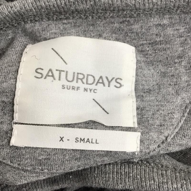 サタデーズサーフニューヨークシティー SATURDAYS SURF NYC Tシャツ 半袖 半袖カットソー プリントTシャツ クルーネックカットソー XS ボーダー柄 灰 / グレー /  メンズ USED 古着 中古 10113140