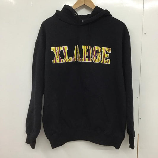 エクストララージ XLARGE パーカー 長袖 長袖パーカー プルオーバーパーカー スウェット S ロゴ、文字 黒 / ブラック /  メンズ USED 古着 中古 10147018