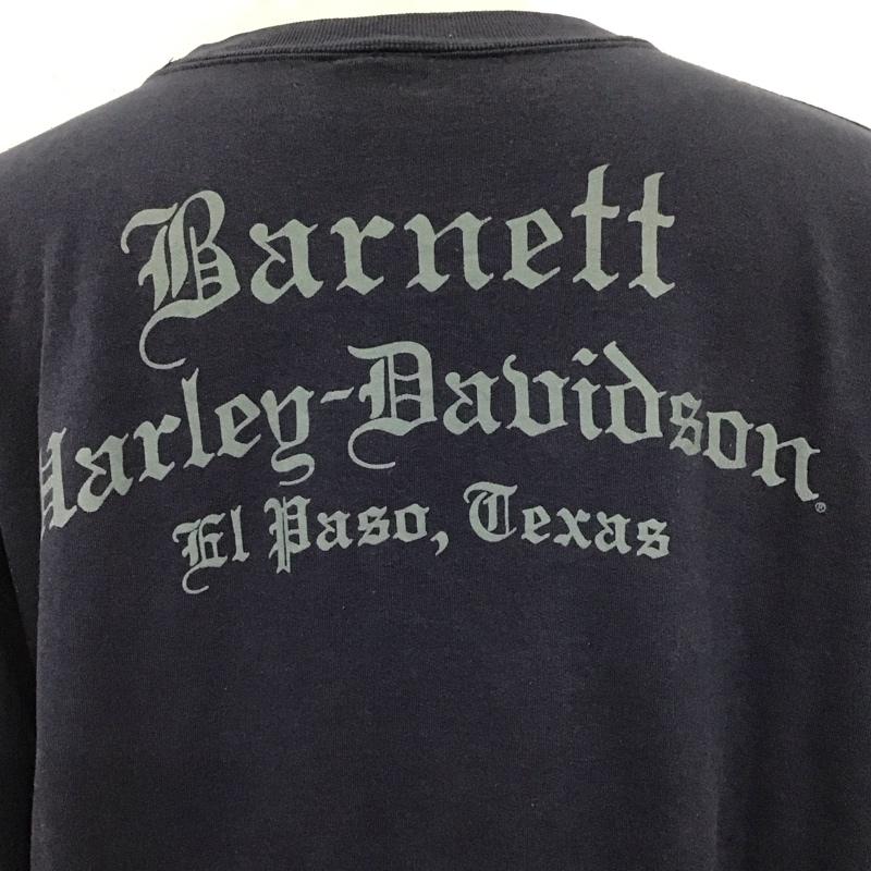 ハーレーダビッドソン Harley-Davidson トレーナー 長袖 長袖トレーナー スウェット クルーネック リブスウェットカットソー 古着 プリント 紺 / ネイビー /  メンズ USED 古着 中古 10124698