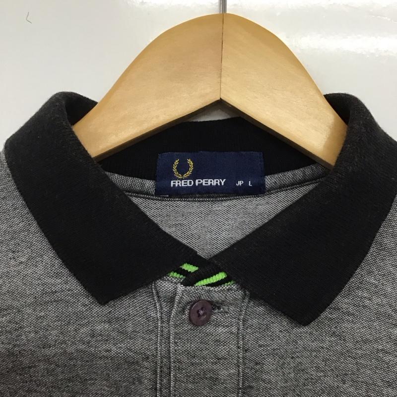 フレッドペリー FRED PERRY ポロシャツ 半袖 半袖ポロシャツ カラーシャツ 半袖カットソー L ロゴ、文字 灰 / グレー /  メンズ USED 古着 中古 10141667