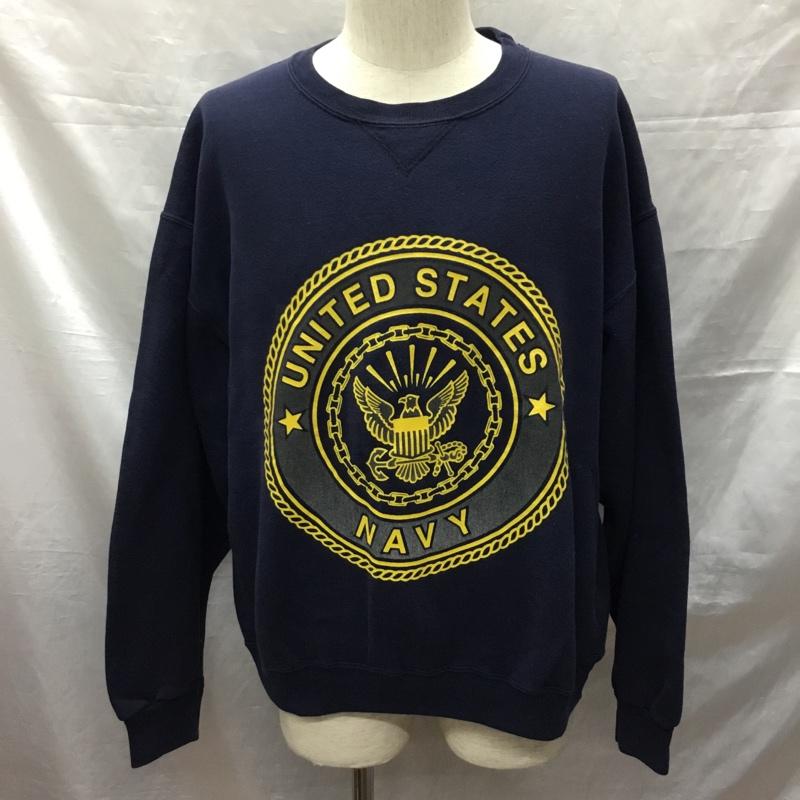 古着 USED トレーナー 長袖 ミリタリー トレーナー u.s.navy 古着 クルーネック スウェット ロゴ、文字 紺 / ネイビー /  メンズ USED 古着 中古 10121926