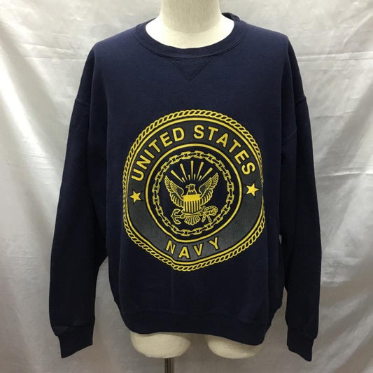 古着 USED トレーナー 長袖 ミリタリー トレーナー u.s.navy 古着 クルーネック スウェット ロゴ、文字 紺 / ネイビー /  メンズ USED 古着 中古 10121926