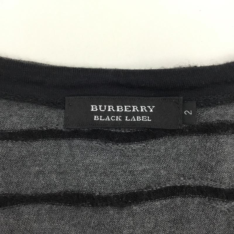 バーバリーブラックレーベル BURBERRY BLACK LABEL カットソー 長袖 長袖カットソー Vネックカットソー ロングスリーブカットソー 2 ボーダー柄 灰 / グレー /  メンズ USED 古着 中古 10121808