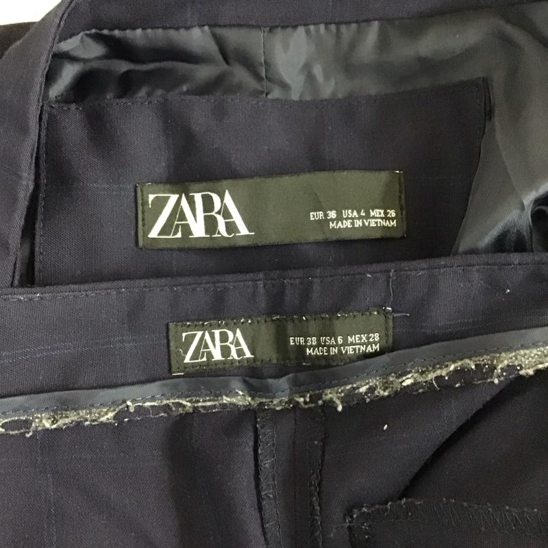 ザラ ZARA セットアップ セットアップ セットアップ 長袖ジャケット スラックスパンツ 2点セット 36 総柄 紺 / ネイビー /  レディース USED 古着 中古 10149346