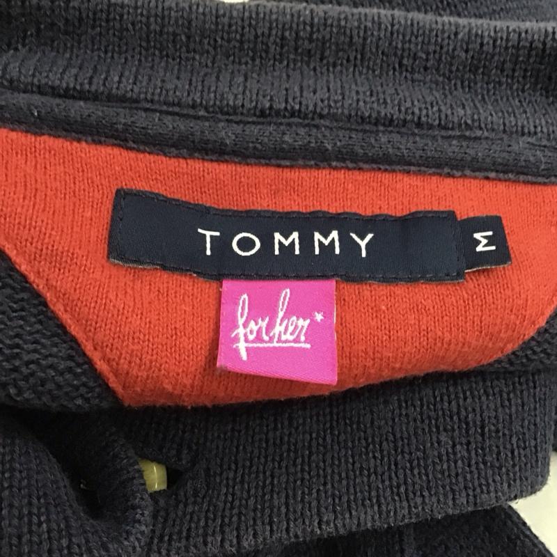 トミー TOMMY カーディガン 長袖 23-4331203-040 コットン Vネック NY M ロゴ、文字 紺 / ネイビー /  レディース USED 古着 中古 10116758