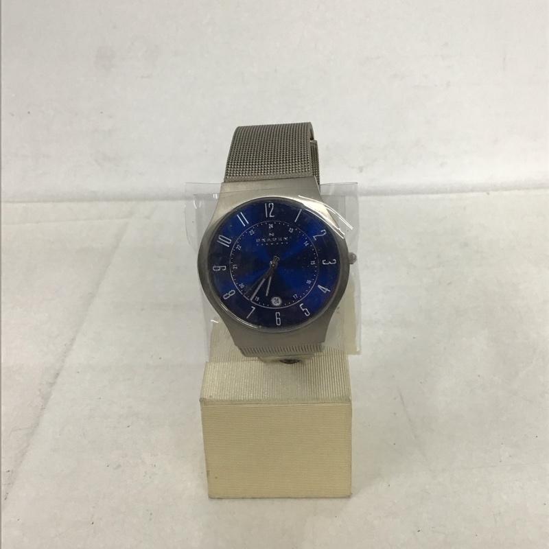 スカーゲン SKAGEN 腕時計 アナログ（クォーツ式） 233XLTTN SUNDBY TITANIUM 箱有 ロゴ、文字 銀 / シルバー / X 紺 / ネイビー /  メンズ USED 古着 中古 10134341