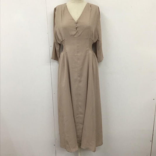 ナチュラルクチュール natural couture ワンピース ロングスカート 391720100 ウエストシャーリング Vネックロングワンピース 半袖ロングワンピース 無地 ベージュ / ベージュ /  レディース USED 古着 中古 10116325
