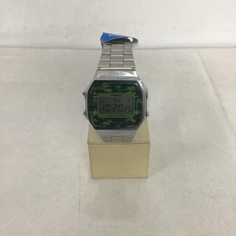 カシオ CASIO 腕時計 デジタル A168WE 迷彩 箱有 ロゴ、文字 銀 / シルバー /  メンズ USED 古着 中古 10134454