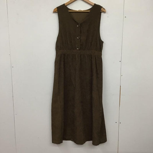 エヘカソポ ehka sopo ワンピース ロングスカート ノースリーブワンピース ロングスカート フレアスカート コーデュロイ FREE 無地 茶 / ブラウン /  レディース USED 古着 中古 10137564