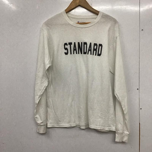 チャンピオン Champion カットソー 長袖 長袖カットソー プリントカットソー クルーネック M ロゴ、文字 白 / ホワイト /  メンズ USED 古着 中古 10138202
