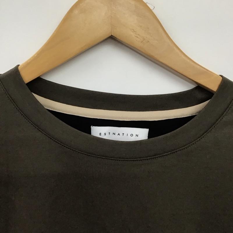 エストネーション ESTNATION Tシャツ 半袖 半袖カットソー 無地Tシャツ クルーネックカットソー L 無地 黒 / ブラック / X カーキ / カーキ /  メンズ USED 古着 中古 10149529