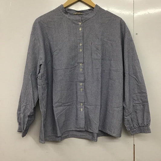 サマンサモスモス Samansa Mos2 シャツ、ブラウス 長袖 1710736 バンドカラー FREE ストライプ 白 / ホワイト / X 紺 / ネイビー /  レディース USED 古着 中古 10144107