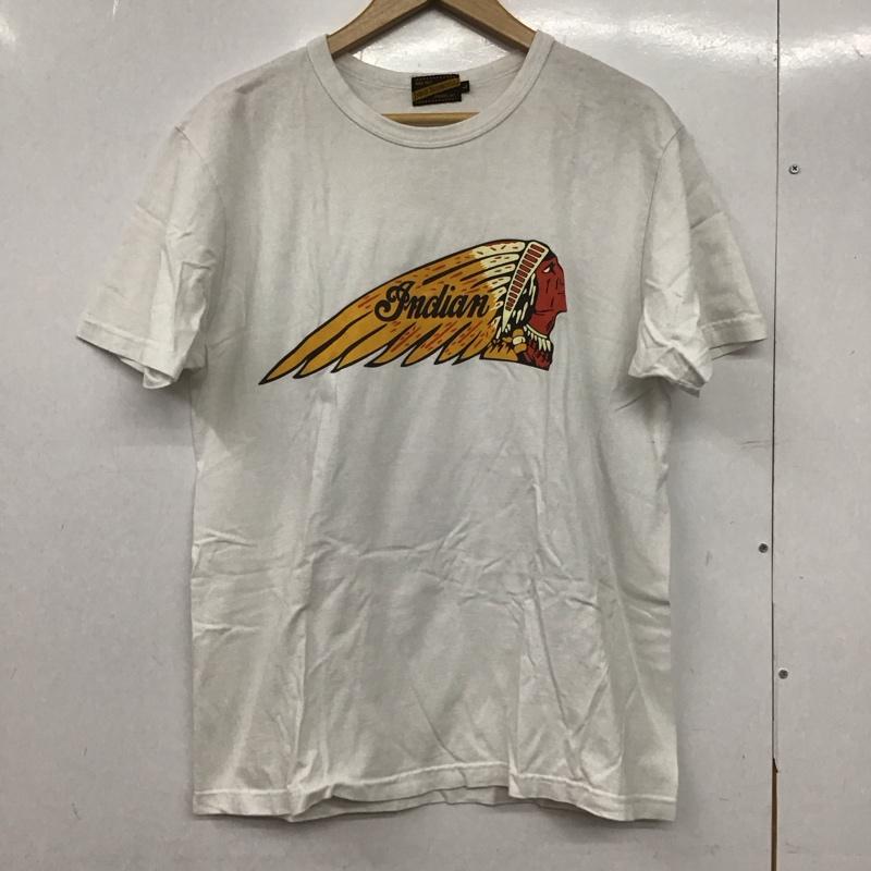 インディアンモトサイクル Indian Motocycle Tシャツ 半袖 半袖カットソー プリントTシャツ クルーネックカットソー L プリント 白 / ホワイト /  メンズ USED 古着 中古 10145828