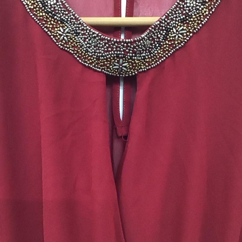 ザラ ZARA ワンピース ひざ丈スカート 0881 227 660 ノースリーブ M  ボルドー / ボルドー /  レディース USED 古着 中古 10131210