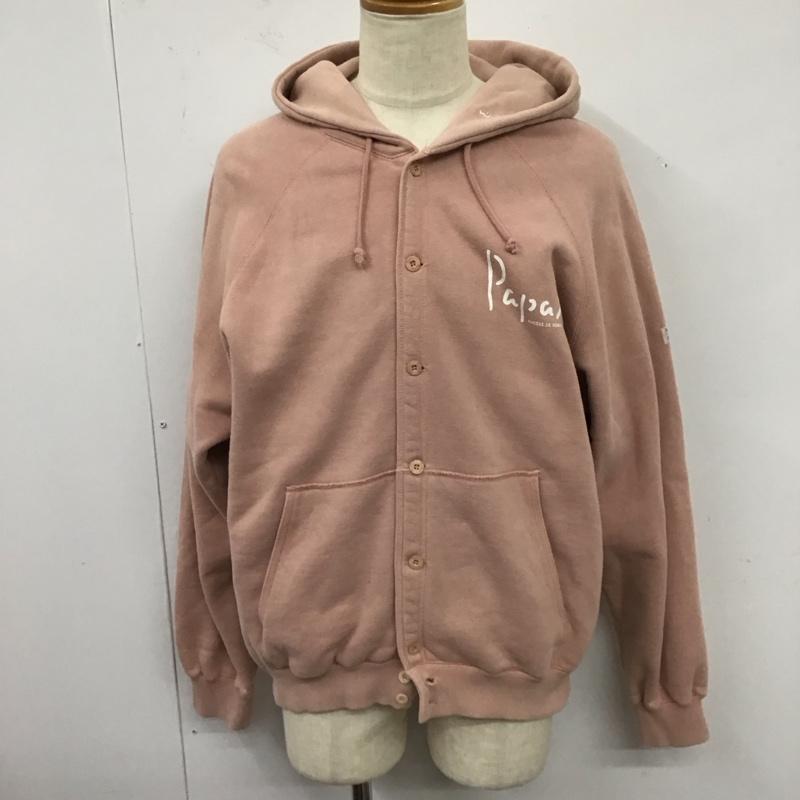 パパス PAPAS パーカー 長袖 L ロゴ、文字 桃 / ピンク /  メンズ USED 古着 中古 10123501