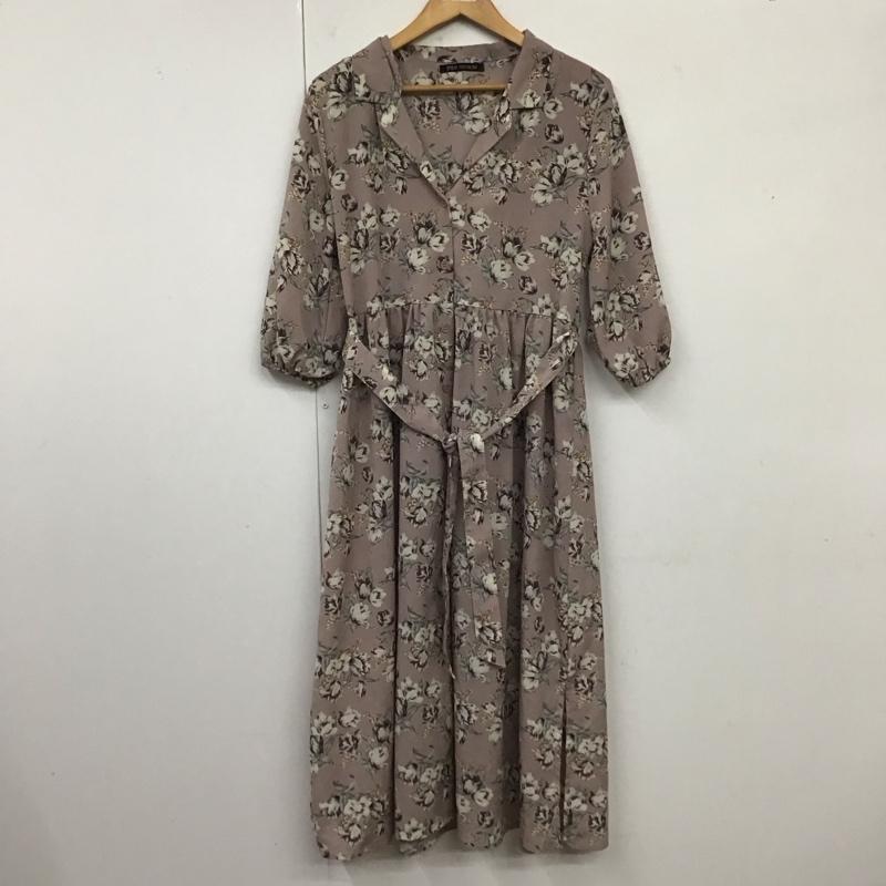スプレイプレミアム SPRAYPREMIUM ワンピース ロングスカート 31783 オープンカラー 七分袖 前開き M 花柄 紫 / パープル /  レディース USED 古着 中古 10117745