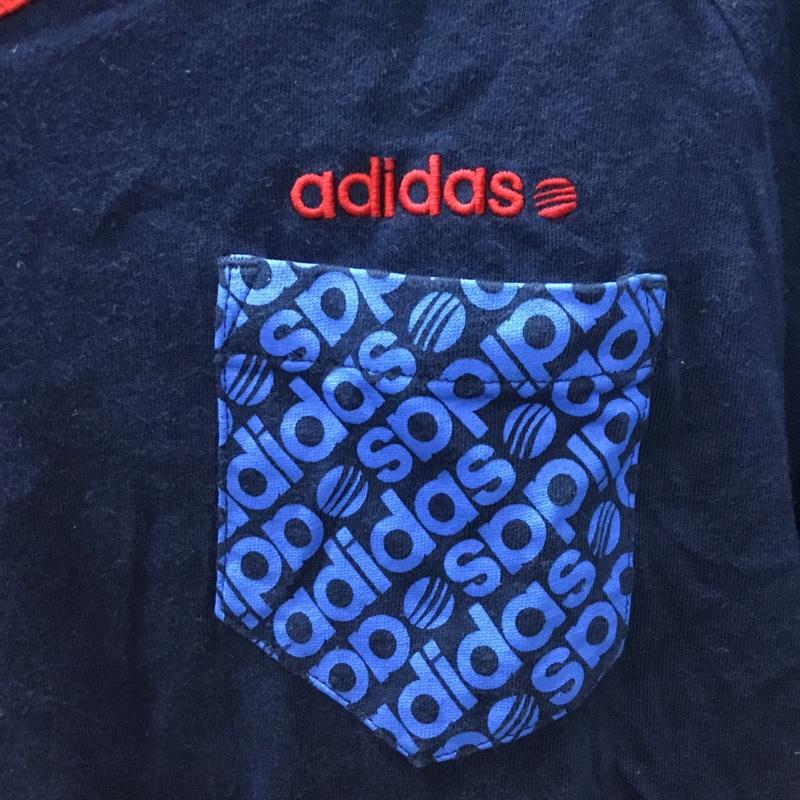 アディダス adidas Tシャツ 半袖 M ロゴ、文字 紺 / ネイビー /  メンズ USED 古着 中古 10110688