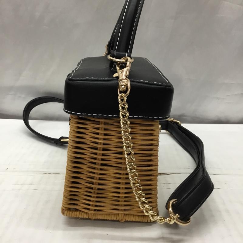 ザラ ZARA ハンドバッグ ハンドバッグ 6357 711 202 カゴ ショルダー 2WAY 無地 黒 / ブラック / X ベージュ / ベージュ /  レディース USED 古着 中古 10117638