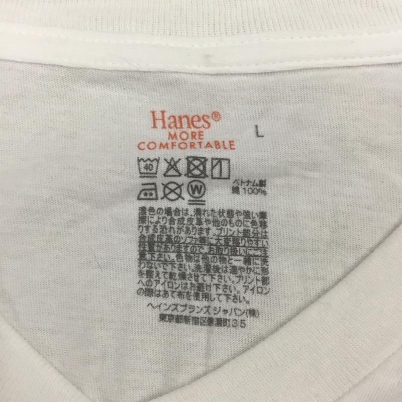 ヘインズ HANES Tシャツ 半袖 半袖カットソー 無地Tシャツ Vネックカットソー L 無地 白 / ホワイト /  メンズ USED 古着 中古 10113299