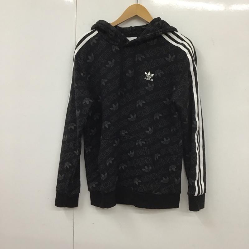 アディダス adidas パーカー 長袖 ed7049 パーカーフーディー プルオーバーパーカー スウェット プリント 黒 / ブラック /  メンズ USED 古着 中古 10131249