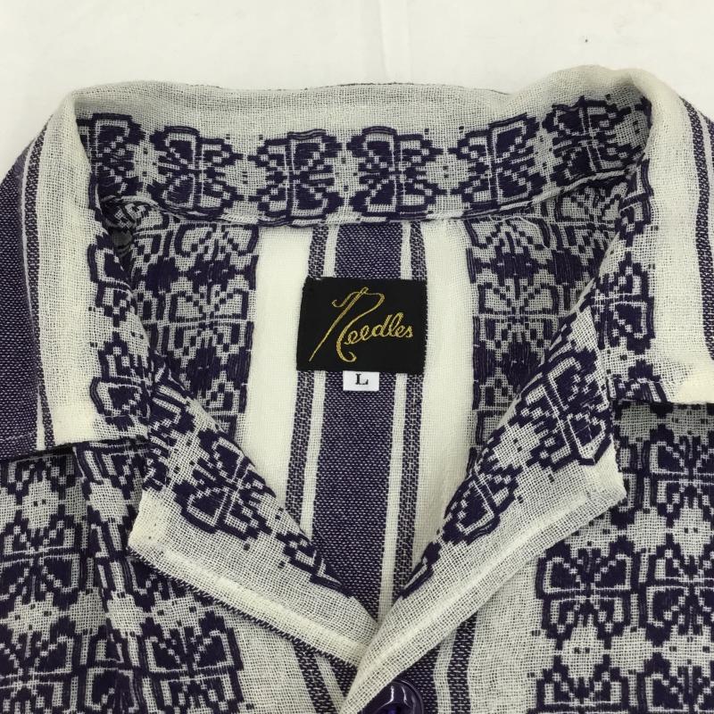 ニードルス Needles シャツ、ブラウス 半袖 Needles Cabana Shirt MR242 L 総柄 白 / ホワイト / X 紫 / パープル /  メンズ USED 古着 中古 10127166