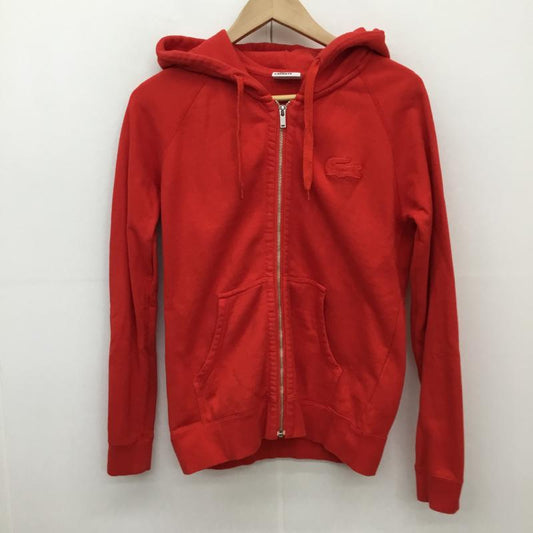 ラコステ LACOSTE パーカー 長袖 ZIPパーカー 40 ロゴ、文字 赤 / レッド /  レディース USED 古着 中古 10137465