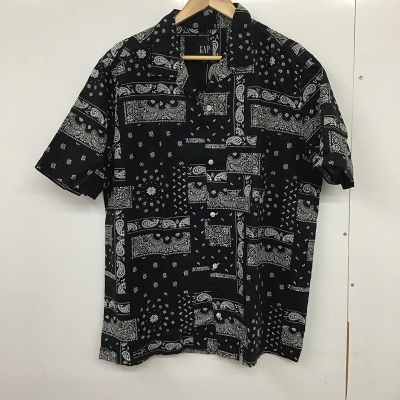 ギャップ GAP シャツ、ブラウス 半袖 半袖シャツ プリントシャツ ポケットシャツ L プリント 黒 / ブラック /  メンズ USED 古着 中古 10132818