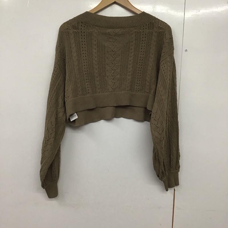 ムルーア MURUA ニット、セーター 長袖 012122602001 ショートシアーニット Vネック FREE 無地 茶 / ブラウン /  レディース USED 古着 中古 10142010