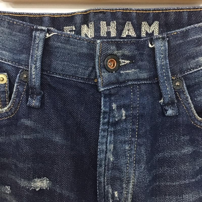 デンハム DENHAM パンツ デニム、ジーンズ デニムパンツ スリムパンツ カジュアルパンツ ストレッチパンツ 29インチ ダメージ加工 インディゴ / インディゴ /  メンズ USED 古着 中古 10139726