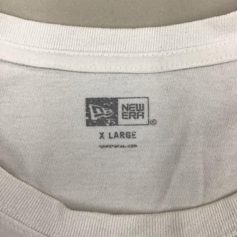 ニューエラ NEW ERA Tシャツ 半袖 半袖カットソー プリントTシャツ クルーネックカットソー XL ロゴ、文字 白 / ホワイト / X 黒 / ブラック /  メンズ USED 古着 中古 10111800
