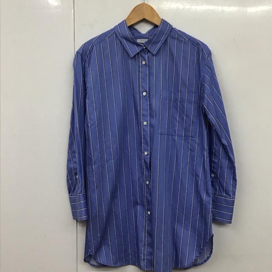 ワンオブマイン 1_OF MINE シャツ、ブラウス 長袖 3611-105-1647 スリットロングシャツ FREE ストライプ 水色 / ライトブルー /  レディース USED 古着 中古 10131744