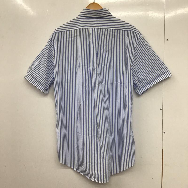 ラルフローレン RALPHLAUREN シャツ、ブラウス 半袖 ボタンダウン ストライプ L ワンポイント 白 / ホワイト / X 水色 / ライトブルー /  メンズ USED 古着 中古 10133573