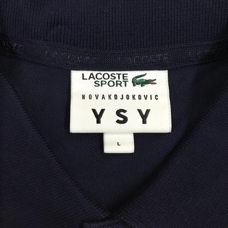 ラコステ LACOSTE ポロシャツ 半袖 半袖ポロシャツ カラーシャツ 半袖カットソー L ロゴ、文字 紺 / ネイビー /  メンズ USED 古着 中古 10108947