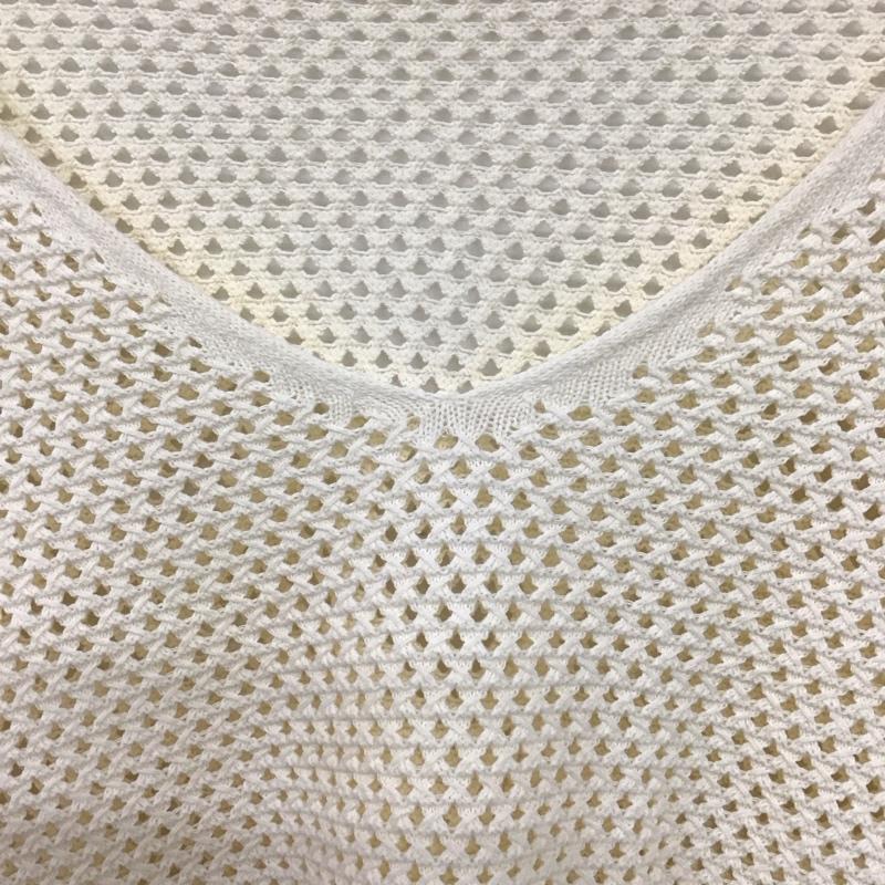 ローリーズファーム LOWRYS FARM カットソー 長袖 長袖カットソー 鍵網ニット Vネック FREE 無地 白 / ホワイト /  レディース USED 古着 中古 10142683