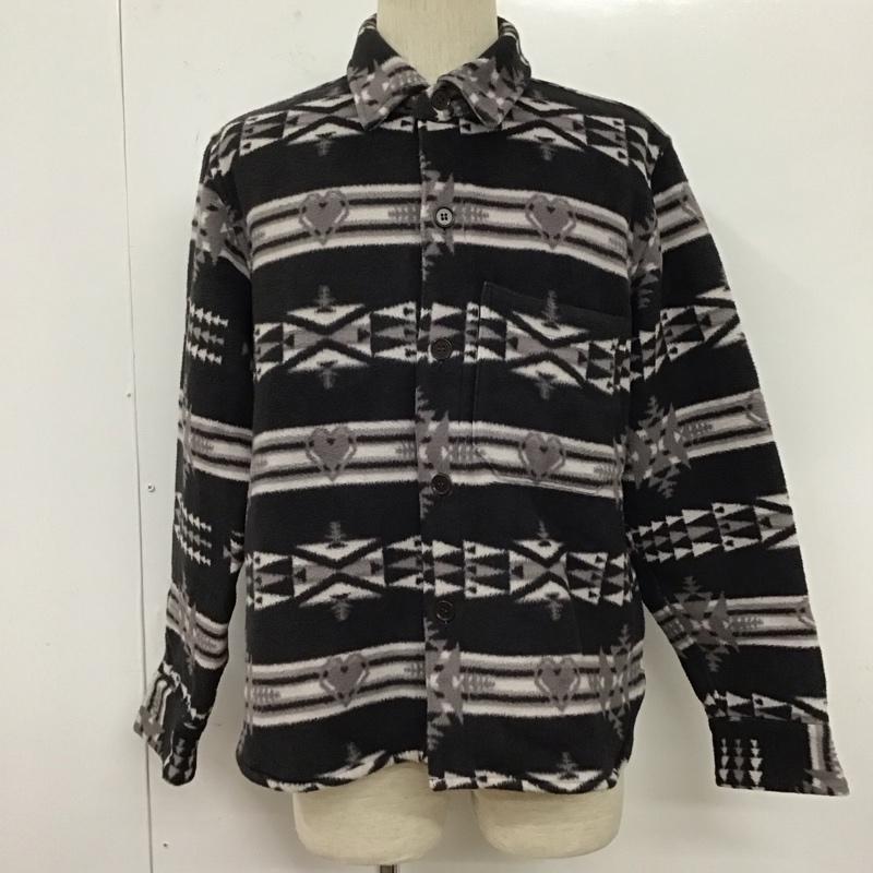 グラッドハンド GLAD HAND シャツ、ブラウス 長袖 長袖シャツ 総柄シャツ カラーシャツ ポケットシャツ フリースシャツ L プリント 白 / ホワイト / X 黒 / ブラック /  メンズ USED 古着 中古 10127761