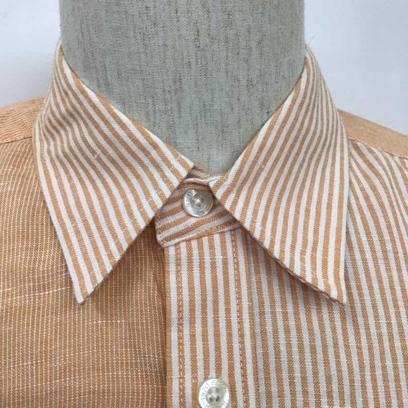 エディーバウアー Eddie Bauer シャツ、ブラウス 半袖 S ストライプ 白 / ホワイト / X 橙 / オレンジ /  メンズ USED 古着 中古 10111206
