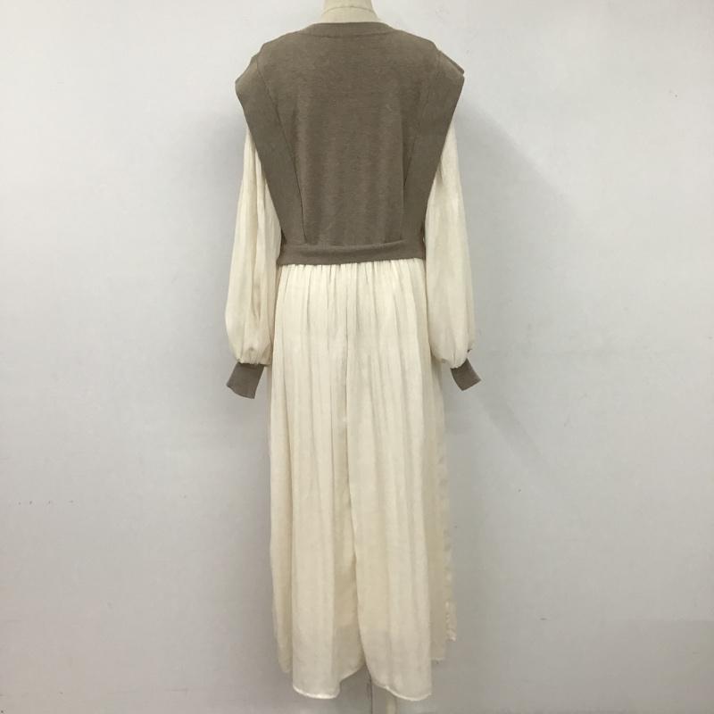 センスオブプレイスバイアーバンリサーチ SENSE OF PLACE by URBAN RESEARCH ワンピース ロングスカート aa34-26b012 マジョリカプリーツドッキングワンピース 長袖ワンピース フレアスカート 無地 ベージュ / ベージュ / X 茶 / ブラウン /  レディース USED 古着 中古 10105958