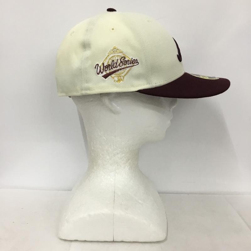 ニューエラ NEW ERA 帽子 キャップ 59FIFTY ATLBRA 58.7cm ロゴ、文字 アイボリー / アイボリー / X えんじ / ワインレッド /  メンズ USED 古着 中古 10135652