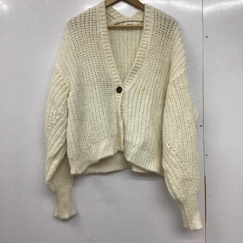 ニコアンド niko and... カーディガン 長袖 長袖ニットカーディガン 前ボタン ノーカラー 3 無地 白 / ホワイト /  レディース USED 古着 中古 10145412