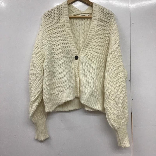 ニコアンド niko and... カーディガン 長袖 長袖ニットカーディガン 前ボタン ノーカラー 3 無地 白 / ホワイト /  レディース USED 古着 中古 10145412