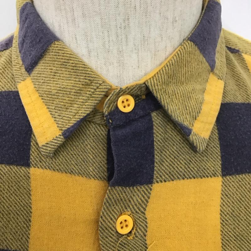 古着 USED シャツ、ブラウス 長袖 L チェック 黄 / イエロー / X 黒 / ブラック /  メンズ USED 古着 中古 10107044